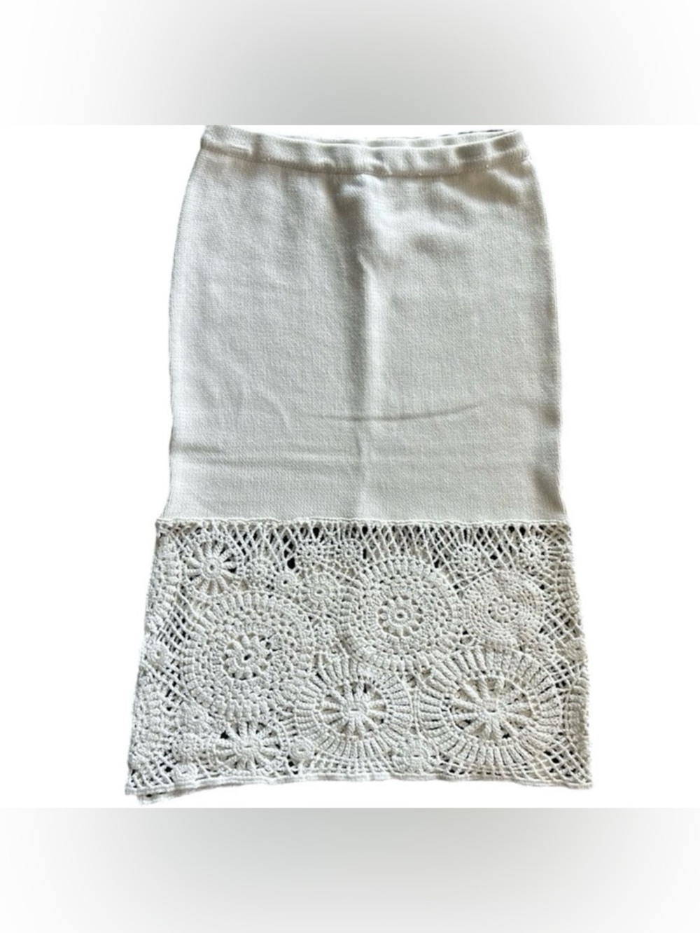 House Of Harlow Crochet Knit 2 Piece Set Ivory Boho Resort Skirt Set NWT - Picture 5 of 12